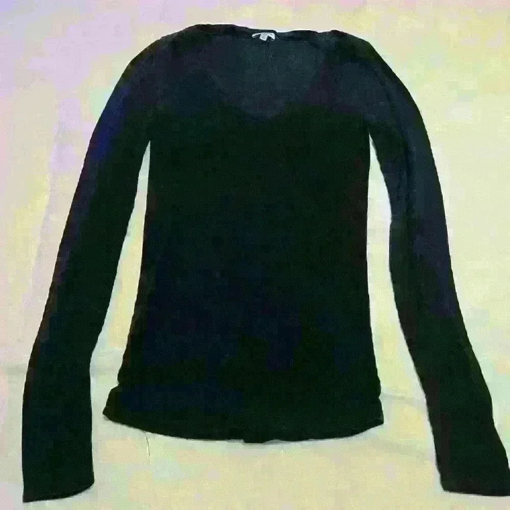 Splendid Black Ribbed Long Sleeve T Shirt Top size XXS